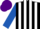 Silk - Black & white stripes, royal blue sleeves, purple cap