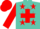 Silk - Turquoise, red cross, red stars and cuffs on sleeves, red cap