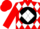 Silk - Red, black ball with white diamond, white diamonds on red sleeves, red cap