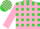 Silk - Lime green, pink stripes, pink blocks on slvs