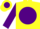 Silk - Yellow, lsu tiger on purple ball, purple bands on sleeves