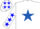 Silk - White, royal blue star, blue stars on sleeves, white cap, blue stars, white cap