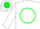 Silk - White, green circle and emblem (frog), white sleeves, green ball