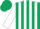 Silk - Dark green, white sashes,  'ht' , white stripes on sleeves, dark green cap
