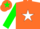 Silk - Orange, green 'h' on white star, white star stripe on green sleeves