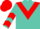Silk - Turquoise, red triangular panel, red chevrons on sleeves, red cap