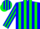 Silk - Blue and green stripes, green 'pao'
