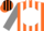 Silk - Orange, black 'logo' on white ball, white stripes on grey sleeves