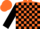 Silk - orange and black check, black sleeves, orange cap
