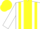 Silk - White, yellow stripes, yellow stripe and 'sw' on white sleeves, yellow cap
