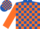 Silk - Royal blue, orange 'm' on front, orange blocks on sleeves