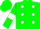 Silk - Green, white spots , green armlets on white sleeves, green cap