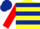 Silk - Yellow body, dark blue hooped, red arms, dark blue cap