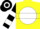Silk - Neon yellow, black 'fao' on white ball, black and white block belt