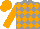 Silk - Grey and orange diamonds, orange sleeves and cap