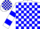 Silk - White, blue blocks, bars on sleeves