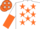 Silk - White, orange stars, white and orange halved sleeves