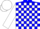 Silk - Blue, blue cld on white emblem, white blocks on sleeves, white cap