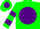 Silk - Green, green 'db' on purple ball, purple bars on sleeves