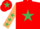 Silk - Red, emerald green star, beige sleeves, emerald green stars, red cap, emerald green star