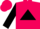 Silk - Hot pink, black 'v'' & triangle with white 'h', black 'v' on sleeves, hot pink cap