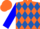 Silk - Fluorescent orange and royal blue diamonds, blue slvs