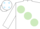 Silk - White, large light green spots, white sleeves, white cap, light blue spots