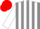 Silk - Grey, white stripes, grey bars on white sleeves, red cap