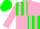 Silk - Green and pink triangular quarters, green and pink stripes on sleeves, green cap