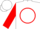 Silk - White, red circle with 'h', red sleeves