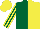 Silk - Dark Green and Yellow (halved), striped sleeves, Yellow cap