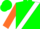 Silk - Green, white sash, white bars on orange sleeves