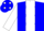 Silk - Blue, white stripe, white 'cc', blue dots on white sleeves