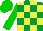 Silk - Irish green and yellow blocks, green sleeves and cap