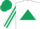 Silk - White, dark green triangle, dark green stripe on sleeves, dark green cap