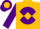 Silk - Gold, gold 'b' in horseshoe on purple ball, gold diamond hoop on purple sleeves