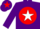 Silk - Purple, red ball on white star, white 'vop'