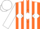 Silk - Orange, white diamond hoop, white diamond stripes on sleeves, emblem on white crown on back, matching cap