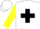 Silk - White, black cross, yellow sleeves