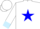 Silk - White, 'ltl' in blue star, light blue cuffs