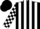 Silk - Black and white stripes, checked sleeves, black cap