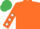 Silk - Orange, white stars on sleeves, emerald green cap