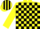 Silk - Yellow & black check, black armlet, striped cap