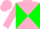 Silk - Pink and green diagonal quarters, pink cap