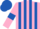 Silk - Pink and royal blue stripes, pink sleeves, royal blue armlets, royal blue cap