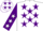 Silk - White, purple stars, purple sleeves, white stars and cap