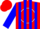 Silk - Red, white circle and 'mr', blue stripes on sleeves, red cap