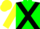 Silk - Green, black cross sashes, black band on yellow sleeves, yellow cap