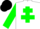 Silk - White body, green cross of lorraine, green arms, black cap