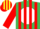 Silk - Emerald green, white ball, yellow and red stripes on sleeves